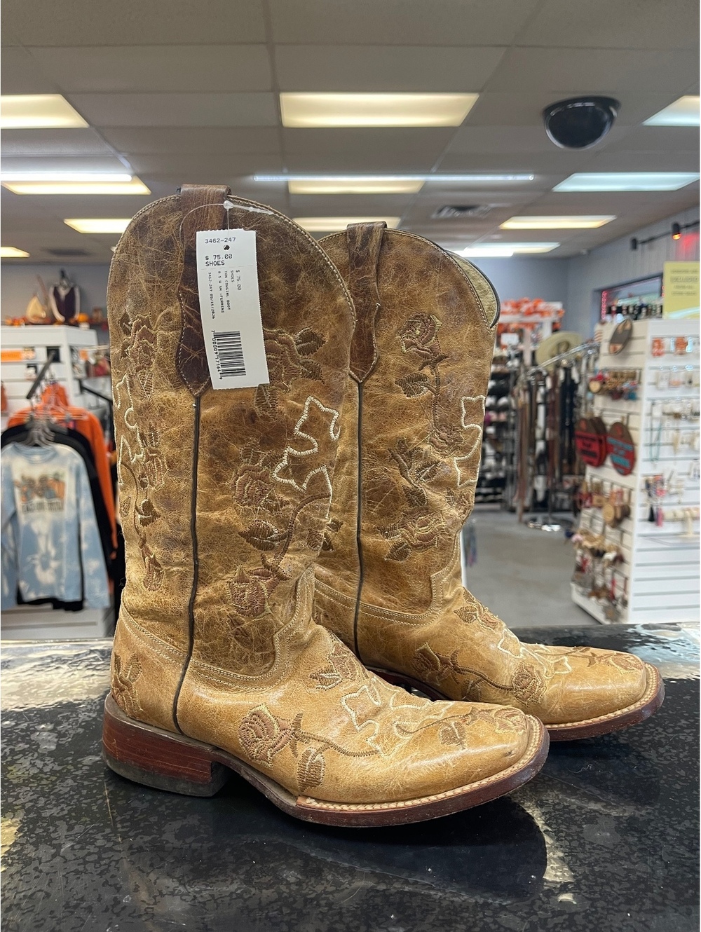 Ferrini Women's Western Distressed Brown and Tan Leather Boots Size 8.5 B13